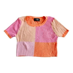 Cider pink + orange crop tee